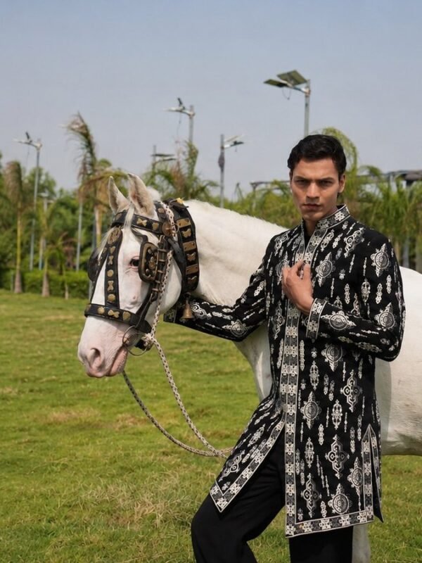 Ivory Raw-Silk Sherwani Set