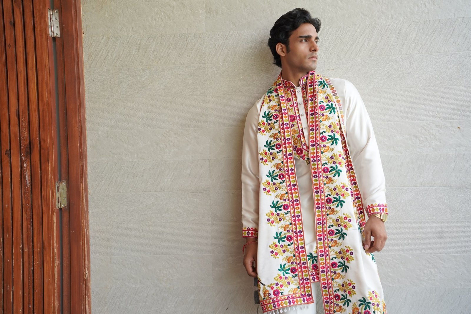 Floral Stole Kurta Set