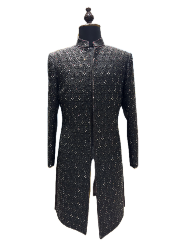 Graphite Textured Sherwani — detail
