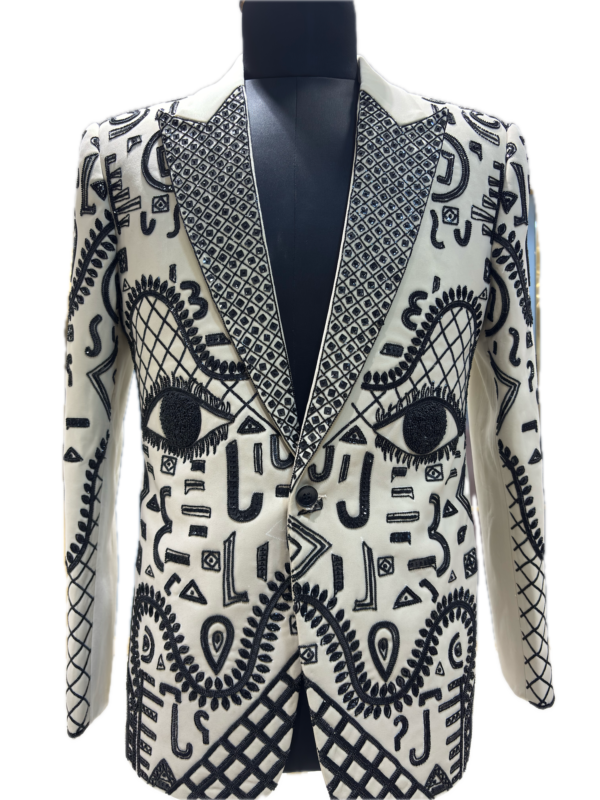 Ivory Paisley Damask Tuxedo — detail