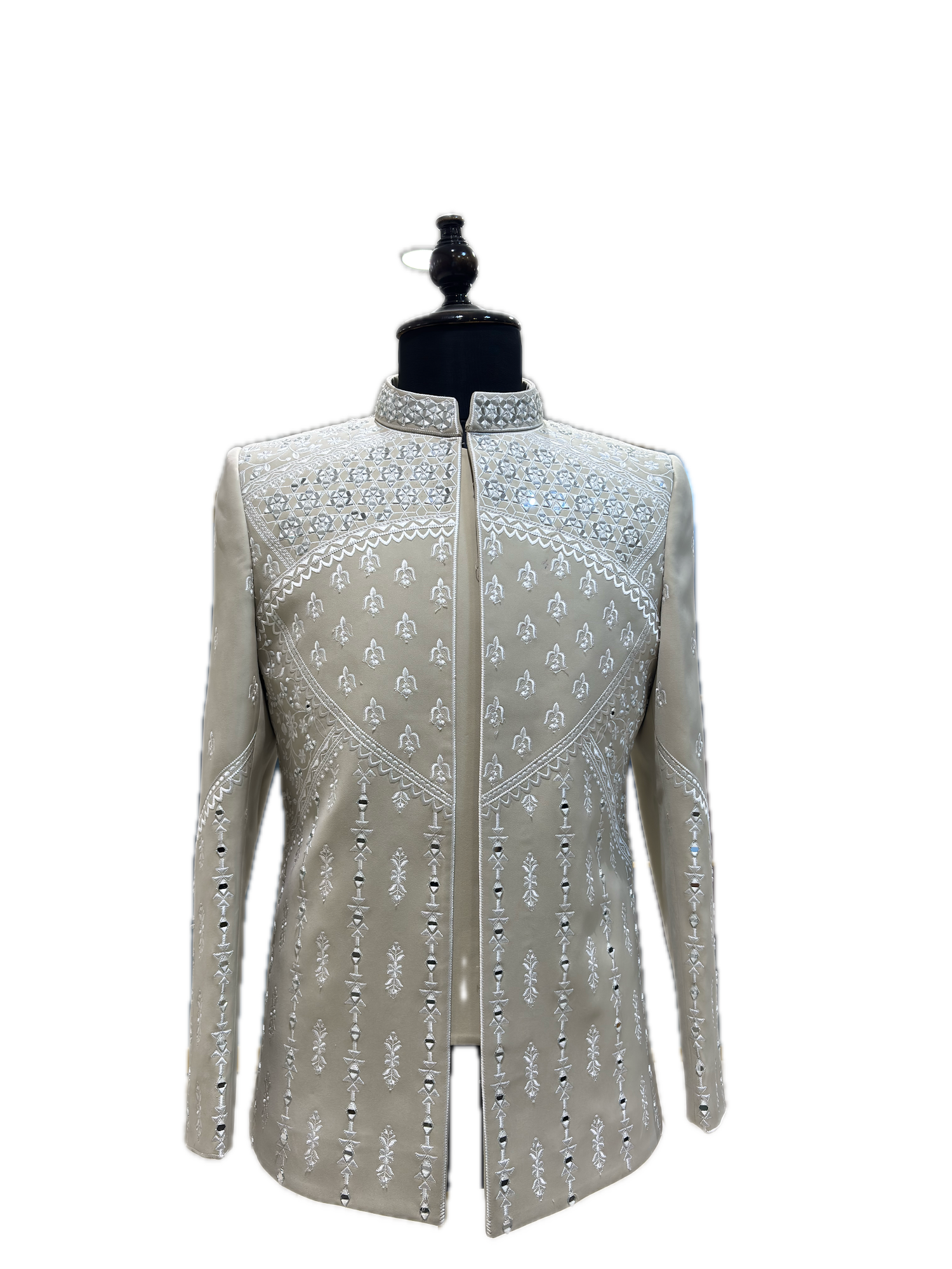 Ivory Silver-Dot Sherwani