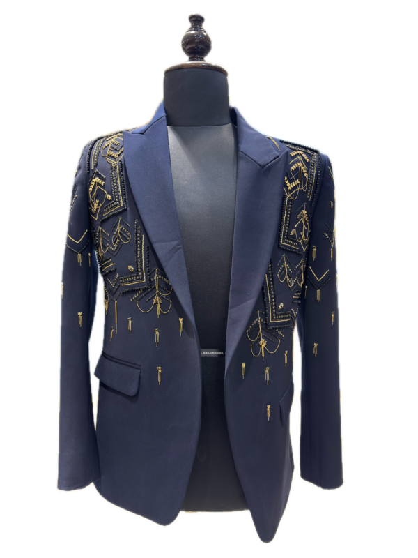 Navy Gold-Sprig Tuxedo — detail