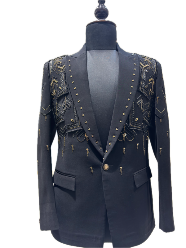 Onyx Hand-Beaded Tuxedo Jacket