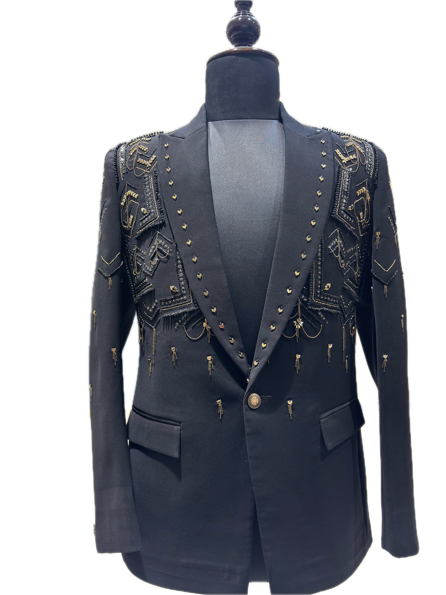 Onyx Hand-Beaded Tuxedo Jacket